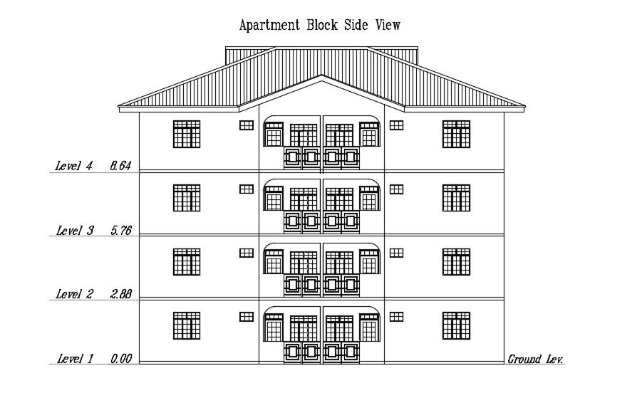 G+3 Apartment Facade Design AutoCAD Drawing Free Download