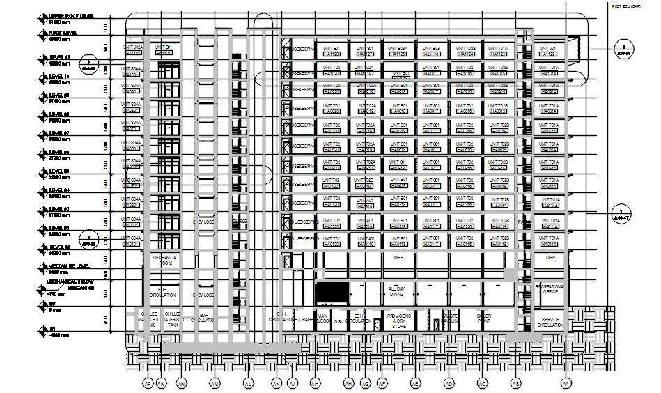 G+12 hotel building typical section details are given in this AutoCAD DWG File.Download the AutoCAD DWG file now.