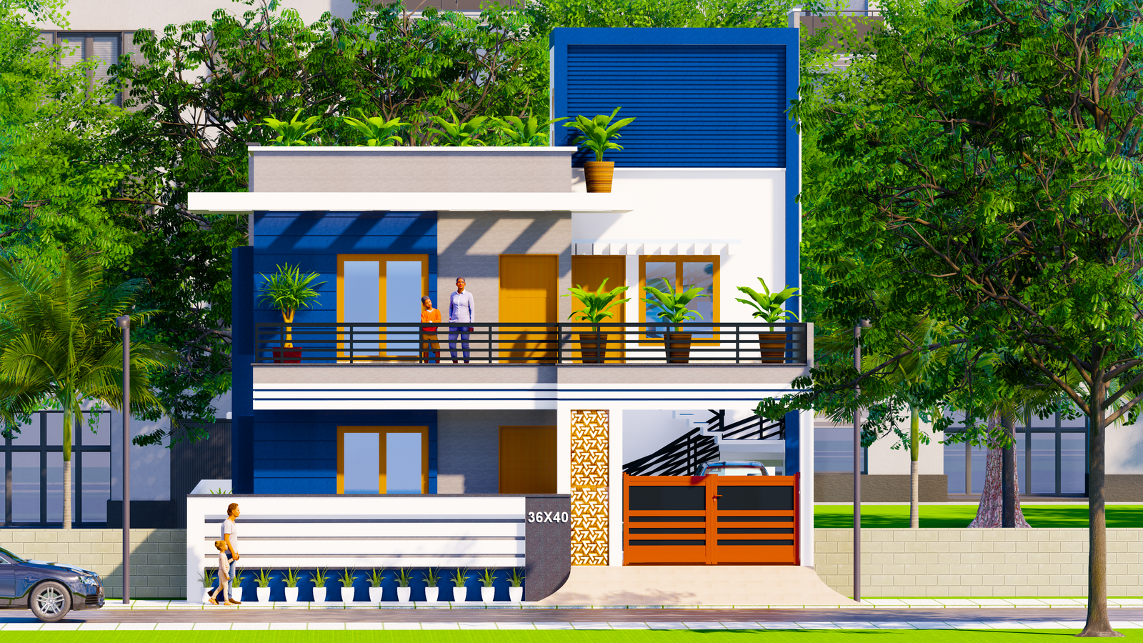 G+1 3d house elevation design Revit file is provided here. Download the Revit file on cadbull.com.