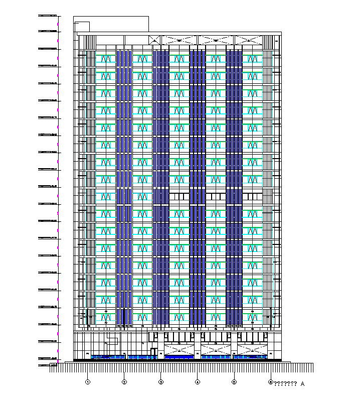 G+17 High rise Building Elevation details are provided in this 2D AutoCAD DWG Drawing File. Download the AutoCAD file.