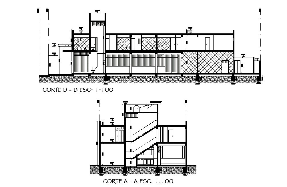 G+1 House Building Section CAD Drawing DWG File