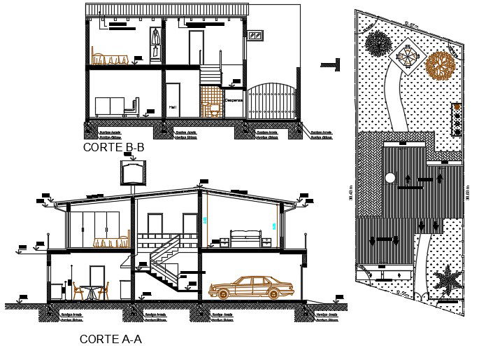 G+1 House Section CAD Drawing AutoCAD File