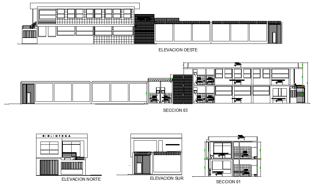 G+1 Storey Corporate Building Sectional Elevation Drawing Download DWG File
