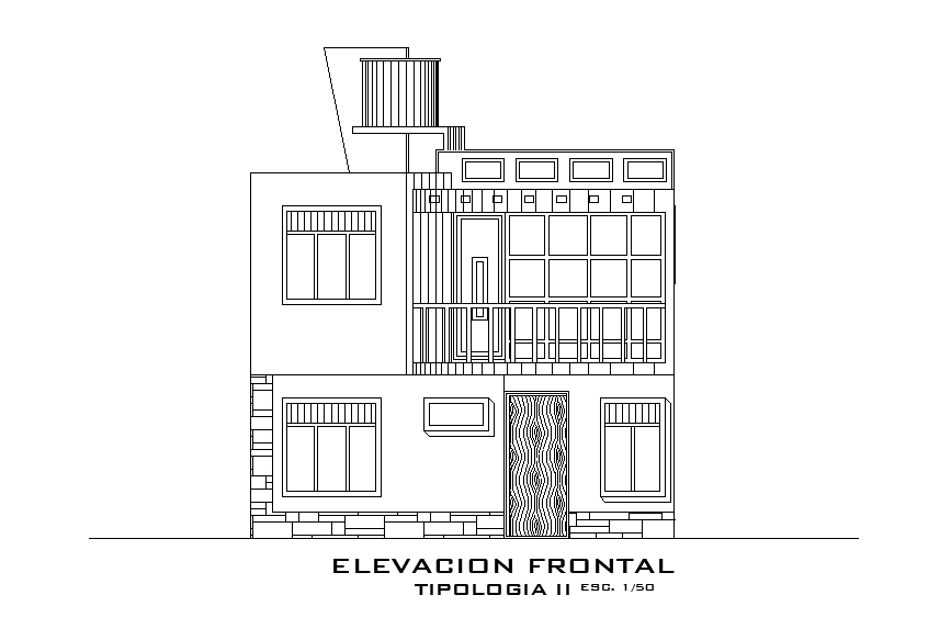 G+1 Storey House Front Elevation Design Download DWG File