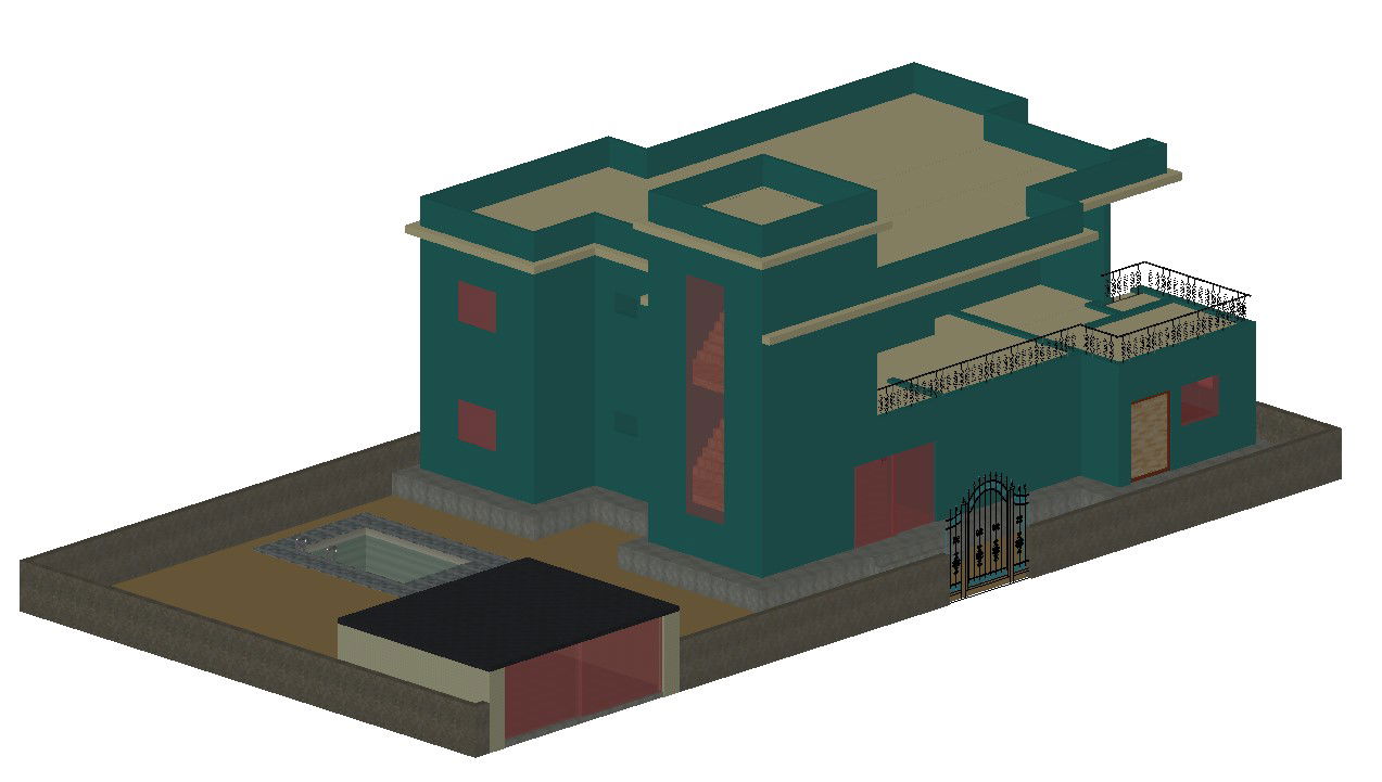 G+1 Wonderful 3D House plan Front elevation is given in this AutoCAD DWG Drawing File. Download the AutoCAD Drawing file.