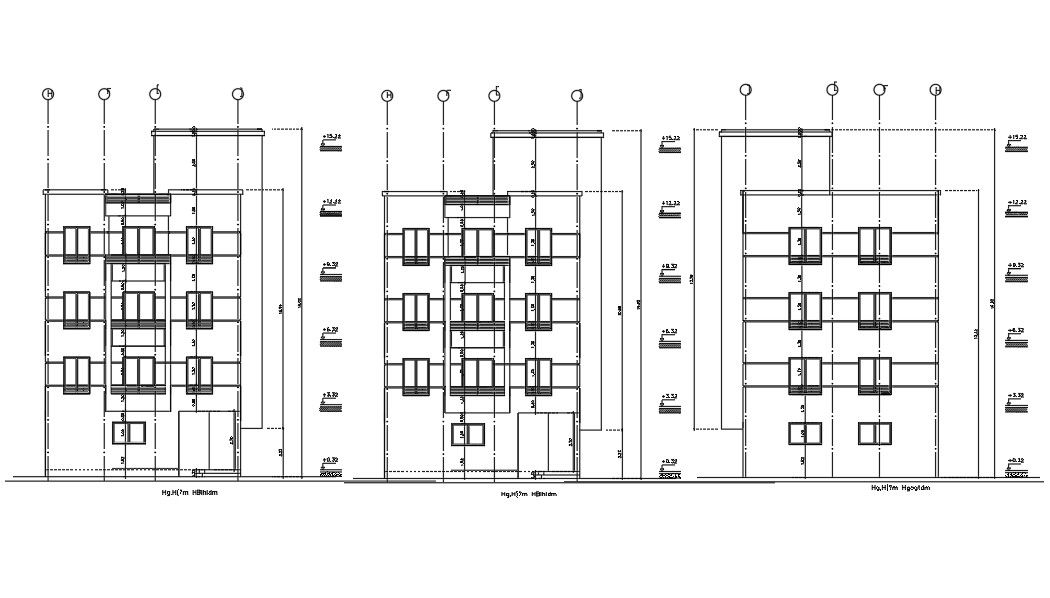 G+3 Storey Apartment Building Elevation Design Download DWG File