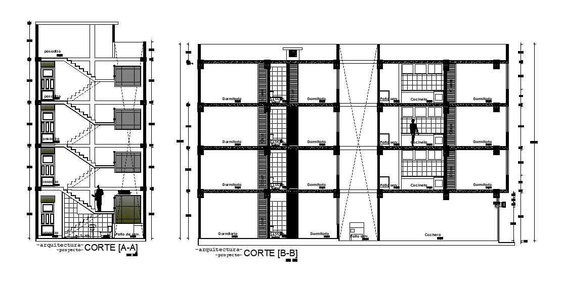G+3 Storey Apartment Building Section Drawing Download DWG File