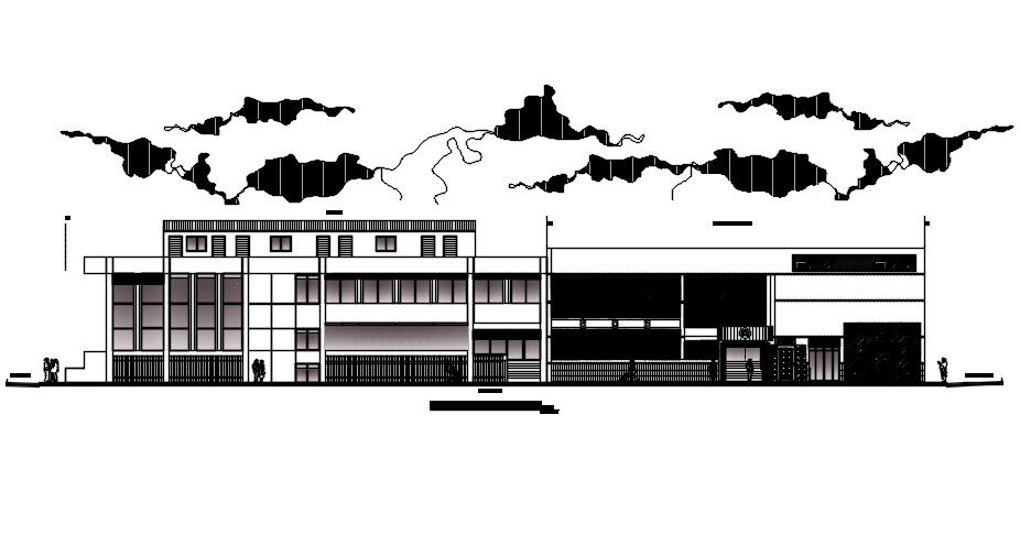 G+3 building elevation is given in this Autocad drawing file. Download the Autocad file.