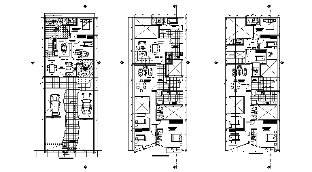 G+3 house plan is given in this 2D Autocad DWG drawing file. Download the 2D Autocad draiwng file.