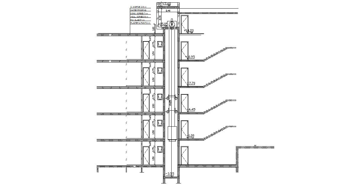 G+4 Apartment Sectional Design CAD File