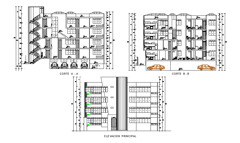 G+4 Storey Apartment Building Sectional Elevation Drawing Download DWG File