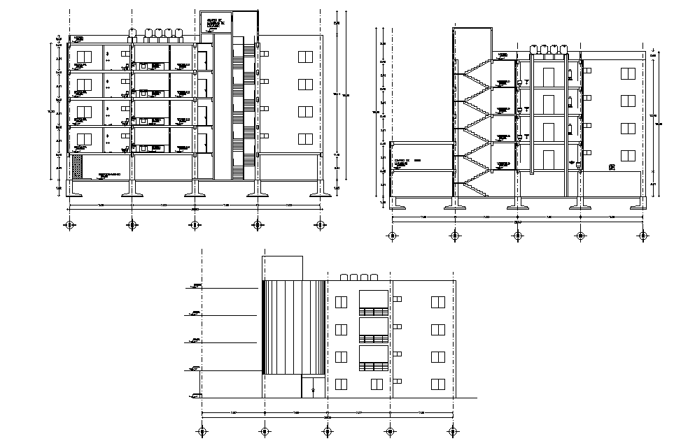 G+4 apartment building section details are given in this 2D Autocad drawing file. Download the Autocad 2D drawing file.