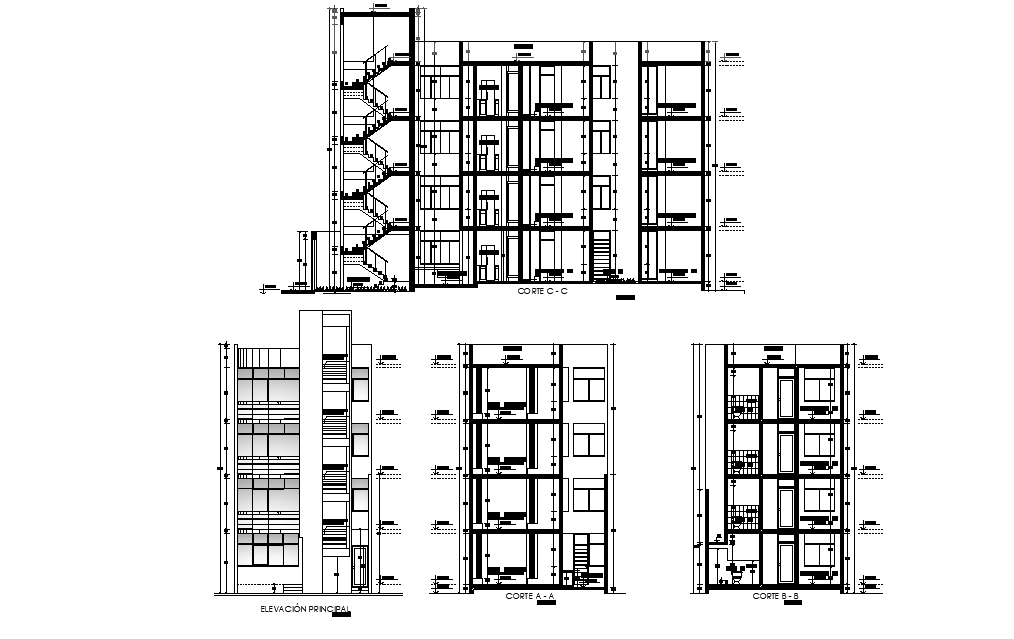 G+4 house section details are given in this 2D Autocad DWG drawing file. Download the 2D Autocad DWG drawing file.