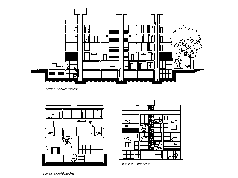 G+5 Storey Apartment Building Sectional Elevation Design Download DWG File