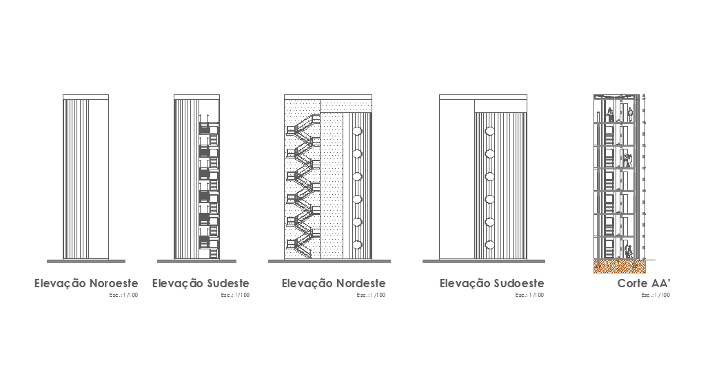G+6 Storey Commercial Building Sectional Elevation Design Download DWG File