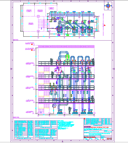 GA drawing for four effect forced circulation evaporation