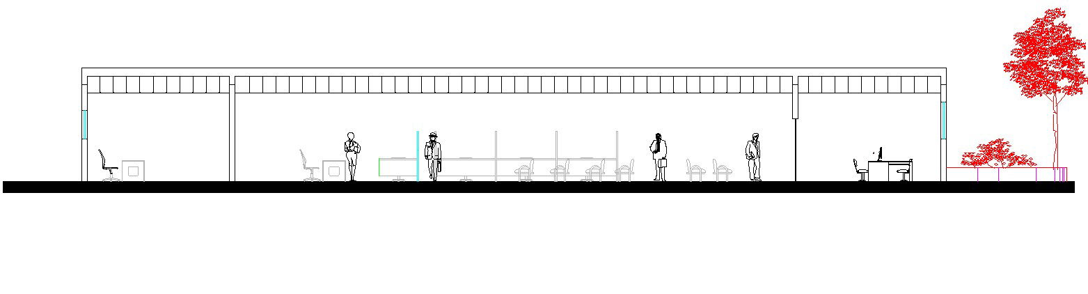 GF elevation of corporate office building in AutoCAD, dwg file.