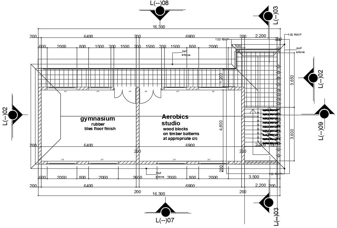 GYM And Aerobics Studio Plan CAD Drawing Download DWG File
