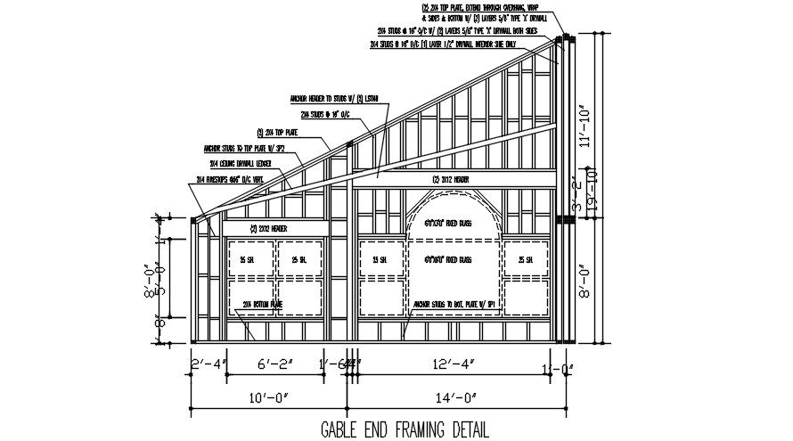 Gable End Framing Detail Download Free DWG File