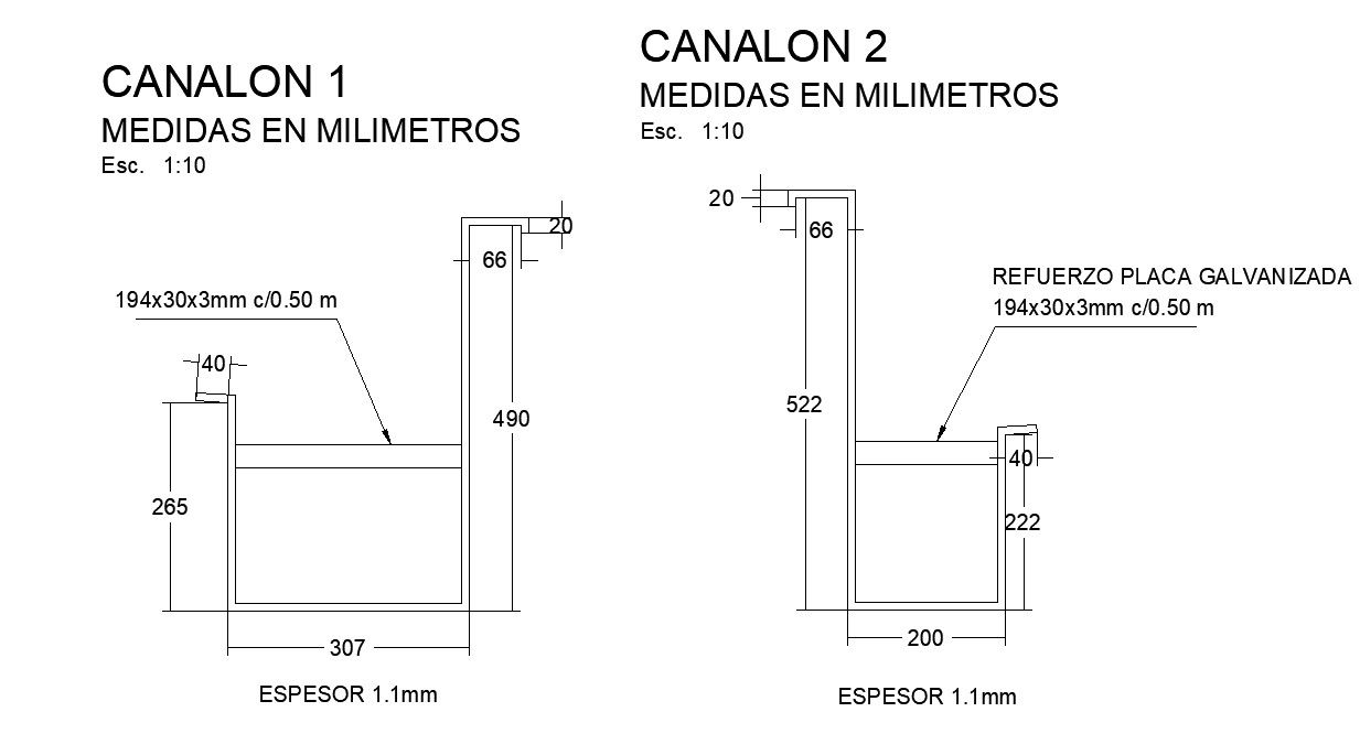 Galvanized channels design in detail AutoCAD 2D drawing, CAD file, dwg file