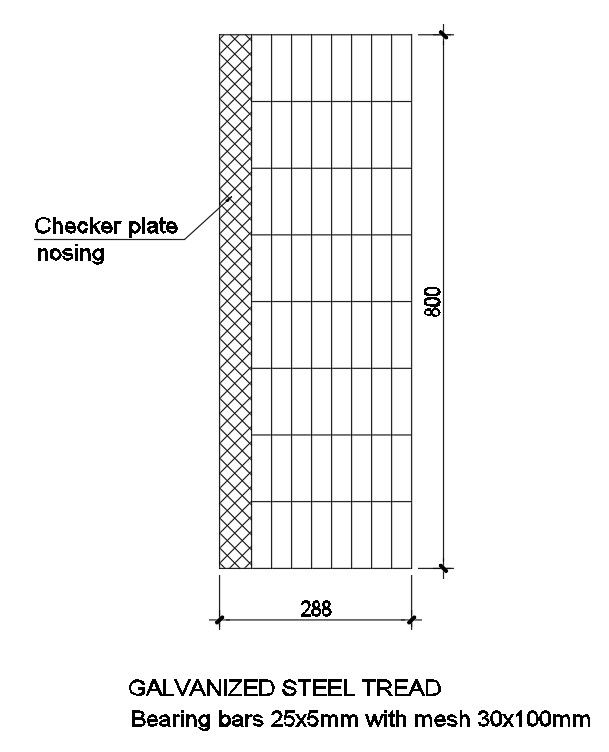 Galvanized steel tread details in AutoCAD 2D drawing, dwg file, CAD file