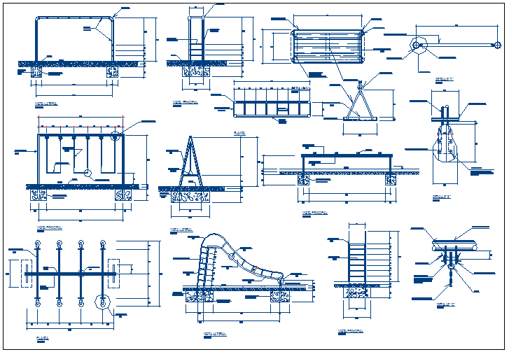 Game elements details for children of public garden dwg file