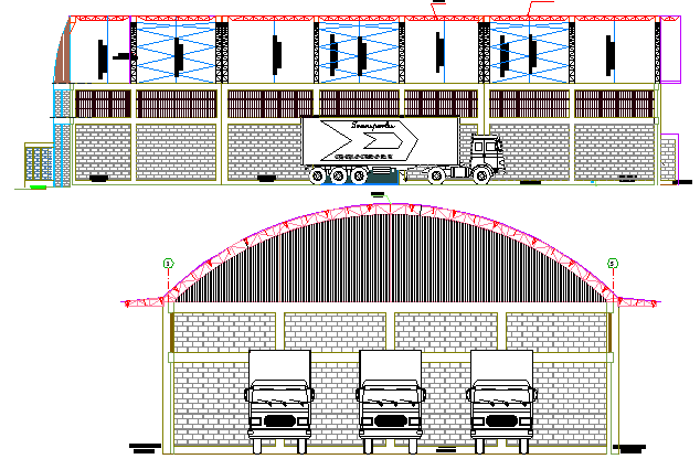 Garage Architecture Design and Elevation dwg file