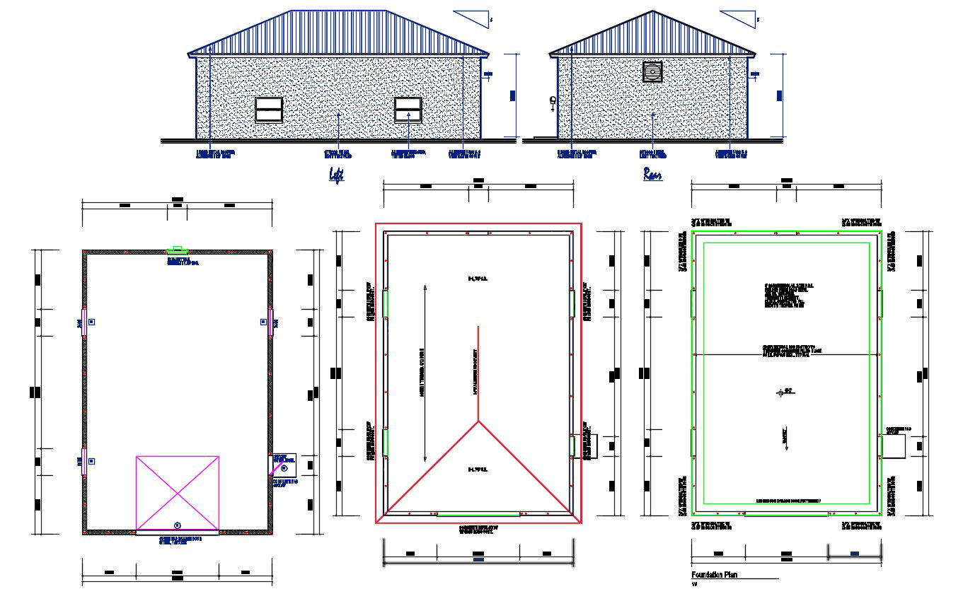 Garage Elevation and Roof Framing CAD Drawing Free