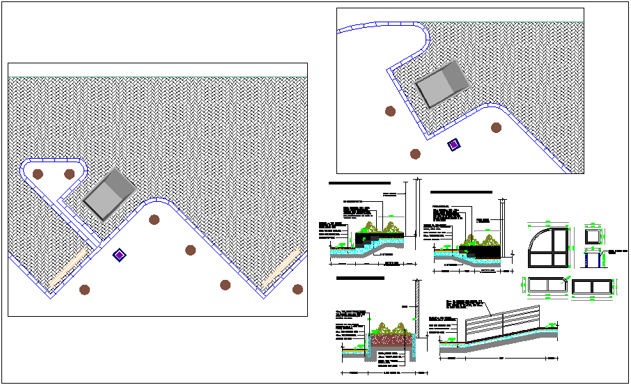 Garbage container and stair construction detail dwg file