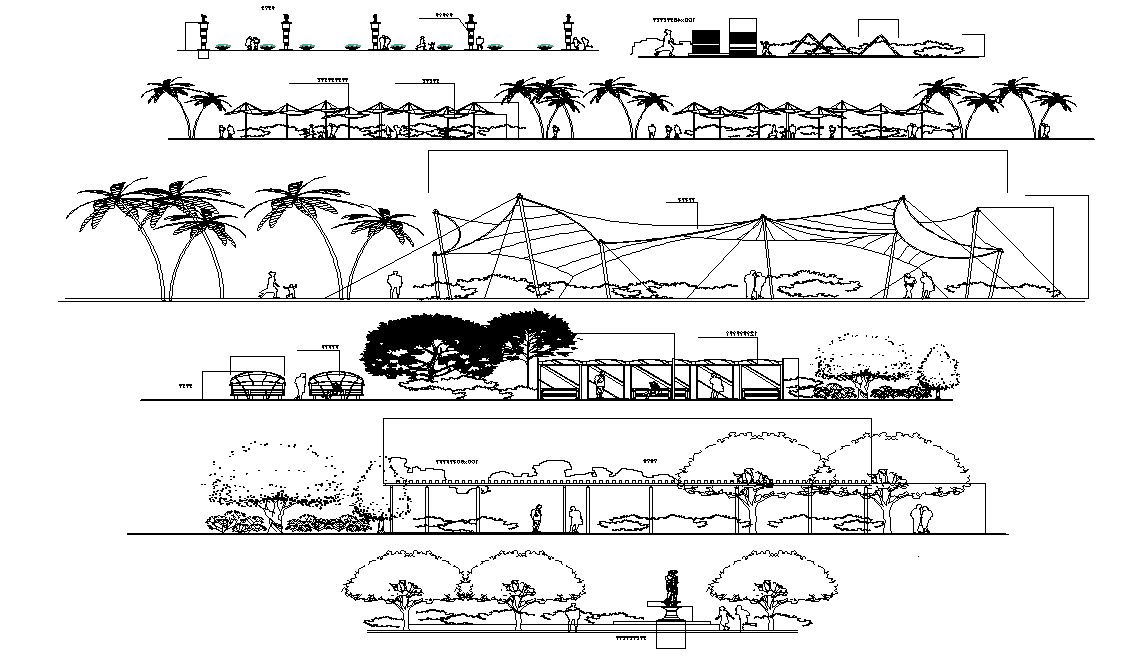 Garden Elevation Design AutoCAD Drawing