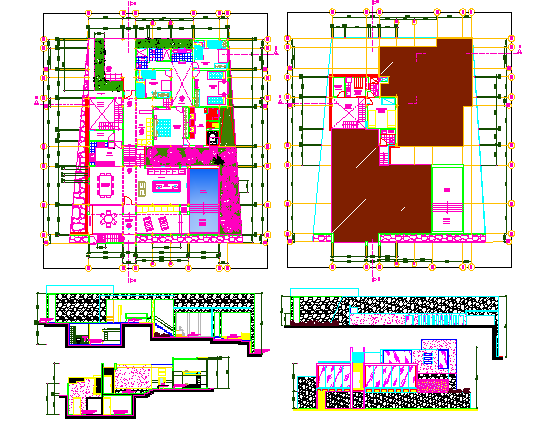 Garden House Architecture Elevation, Section and Structure Details dwg file