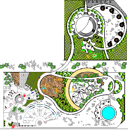 Garden Landscaping of Five Star Hotel Architecture Project dwg file
