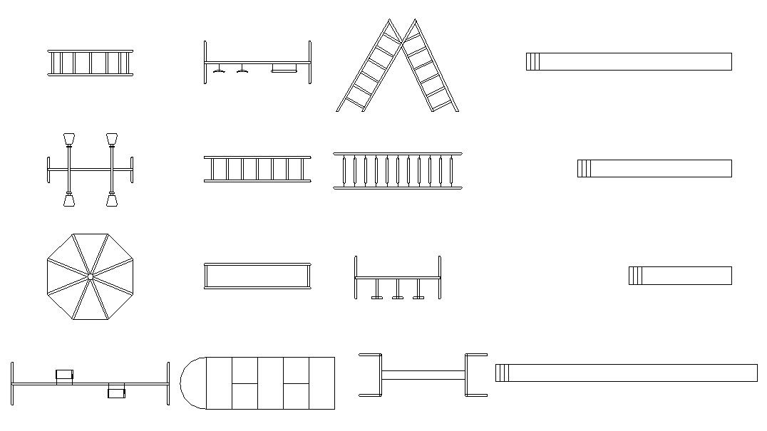 Garden Play Equipment CAD Blocks Free DWG File