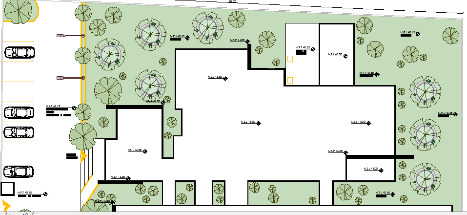 Garden & Car Parking Area of Geriatric Center Architecture Layout dwg file