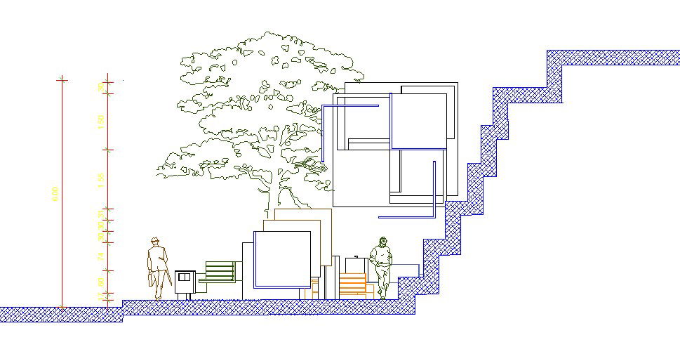 Garden cut section and wall cad drawing details dwg file