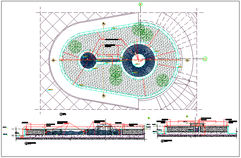 Garden fountain plan view detail information dwg file