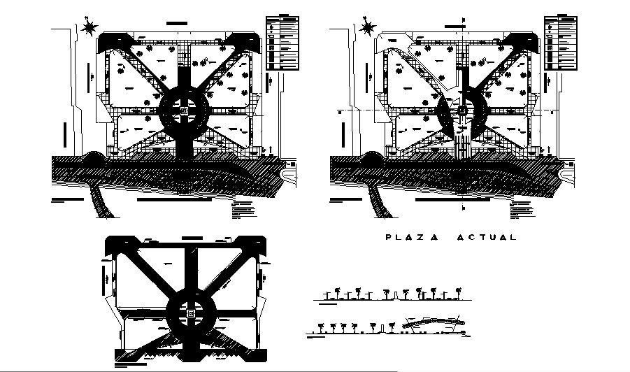 Garden section and landscaping structure details dwg file