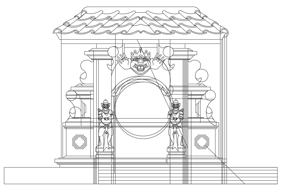 Garden theme gate elevation cad drawing details dwg file