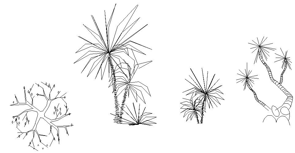 Garden trees and plants blocks elevation cad drawing details dwg file