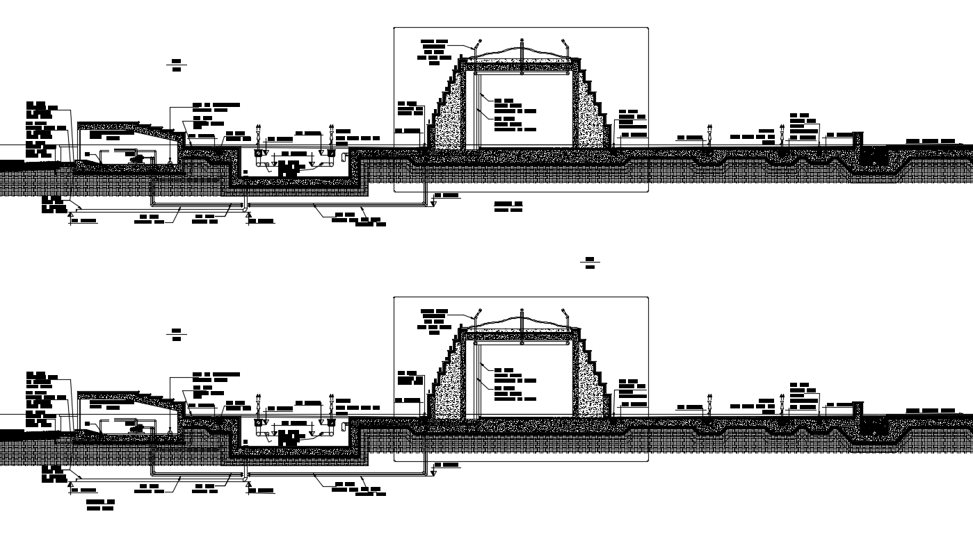 Garden Water Piping Section Drawing DWG File