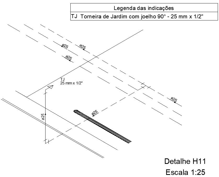 Garden faucet piping details in AutoCAD, dwg file.