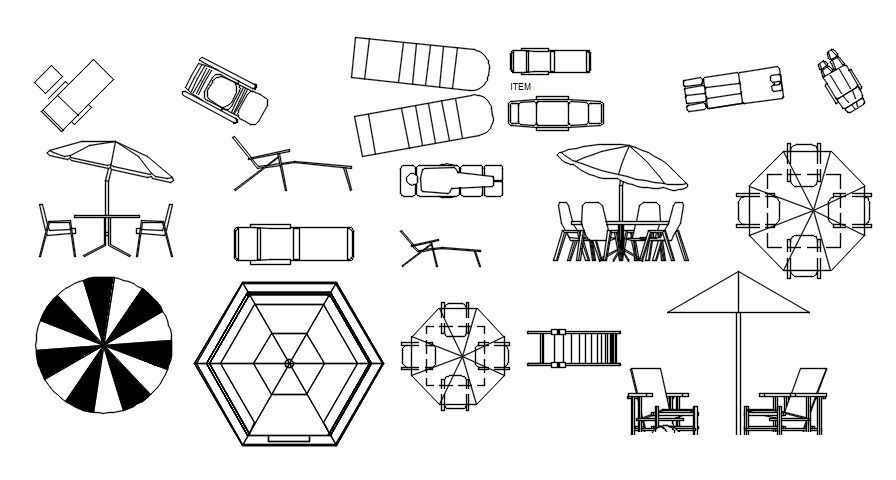 Garden Furniture DWG CAD Blocks AutoCAD 2D Drawing Layout File