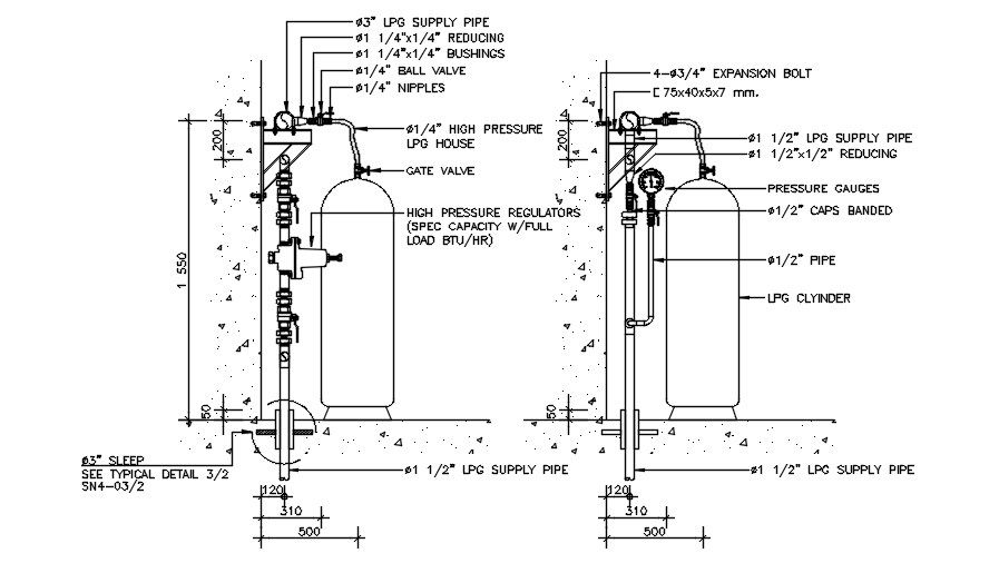 Gas Cylinder Filling Plan AutoCAD Drawing Download DWG File