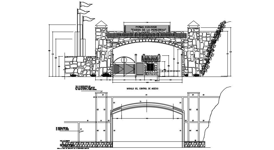 Gate Facade Design 2d CAD drawing Free Download
