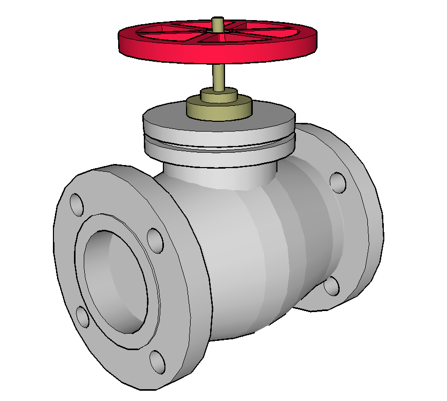 Gate valve detail 3d model sketch-up file