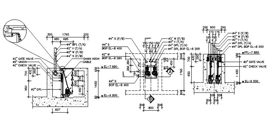 Gate Valve In Plant Drawing Download 2d AutoCAD Drawing file.