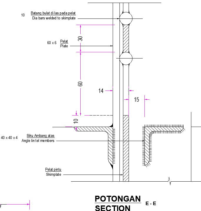 Gate door section 2d AutoCAD model view is given in this file