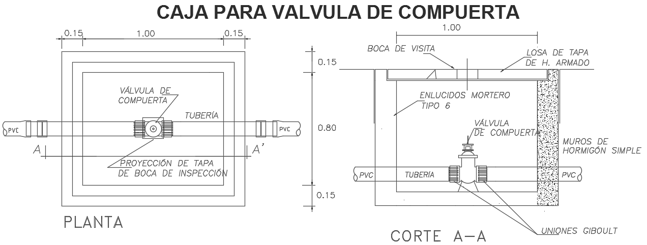 Gate valve box detail drawing is given in this autocad file