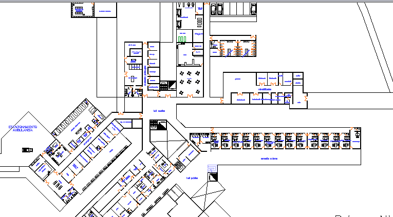 General Hospital Architecture Design and Structure Details dwg file