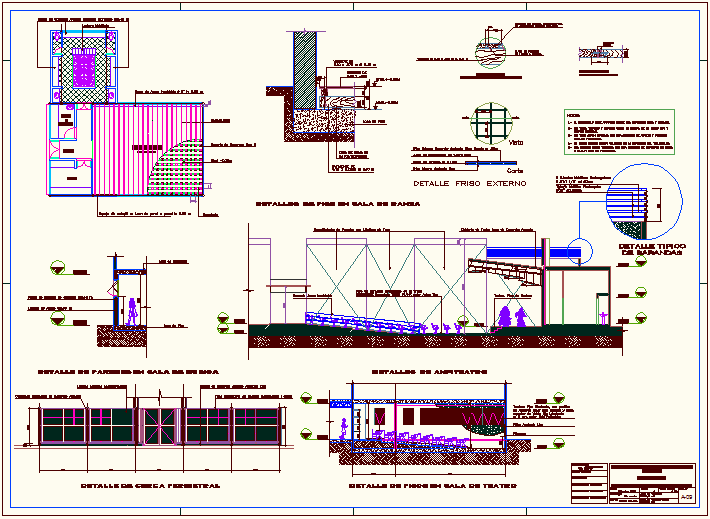 General architectural detail of education building dwg file